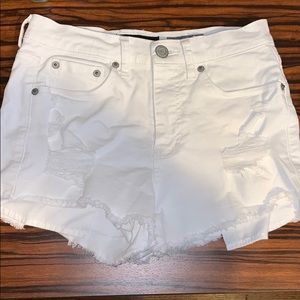 White Ripped Jean Shorts